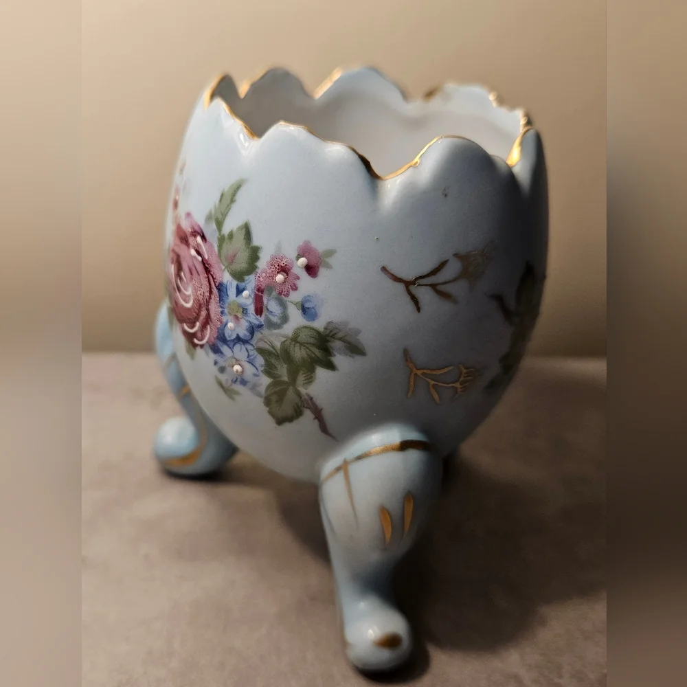 🔅Vintage Napcoware Porcelain Floral Footed Cracked Egg Vase Collectible Decor